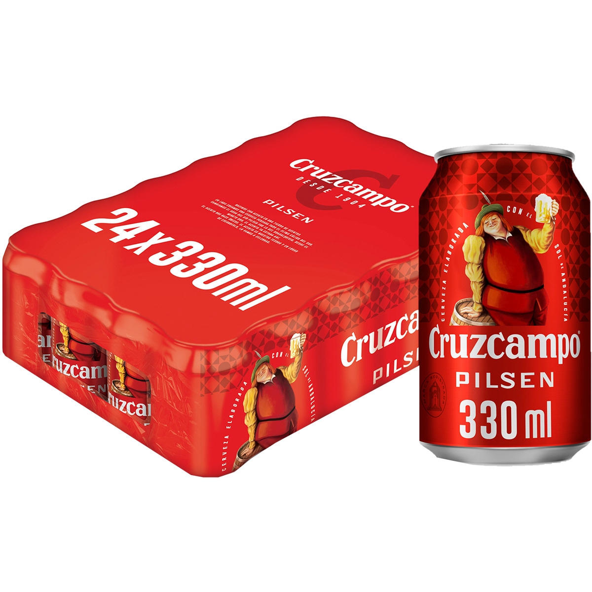 cerveza rubia tipo Pilsen pack 24 latas 33 cl
