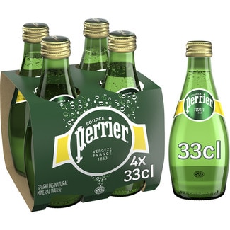 agua mineral con gas pack 4 botellas 33 cl (envase de vidrio) - Perrier