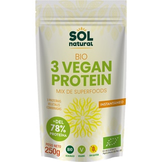 Mix de superalimentos 3 proteínas combinadas ecológicas sin gluten y veganas envase 250 g - Sol Natural