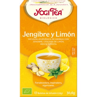 infusión ayurvédica ecológica de hierbas con jengibre, cáscara de limón y menta piperita estuche 17 bolsitas sin gluten - Yogi Tea