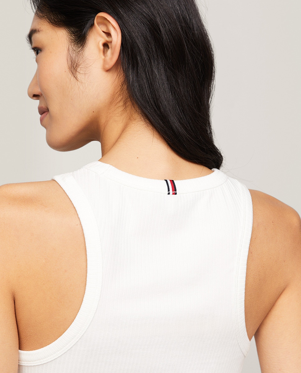 Top Cintado sem Mangas Branco-3