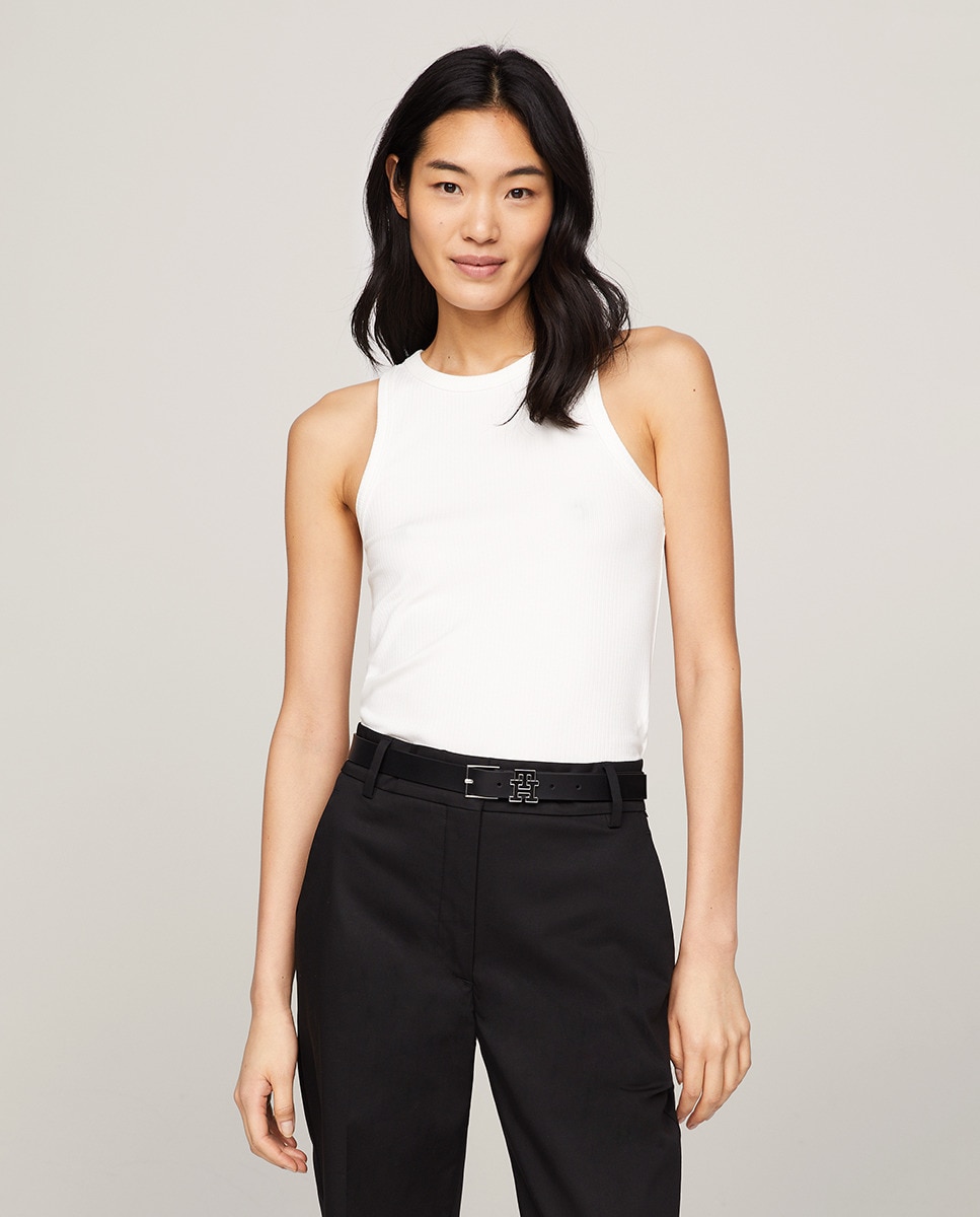 Top Cintado sem Mangas Branco-1