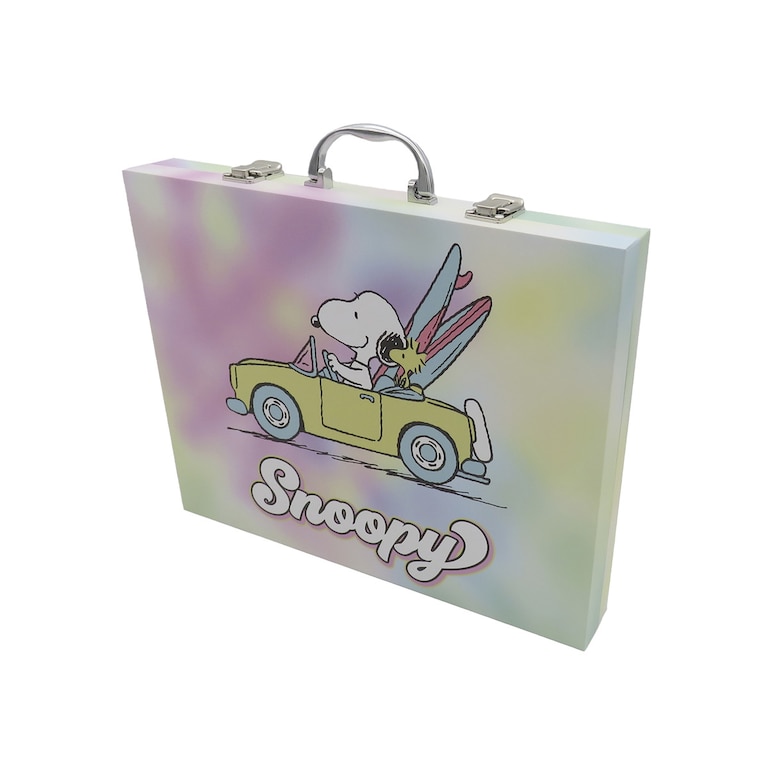 CYPBRANDS Set Cancelleria Snoopy Per Bambini: Astuccio Glitterato Con Righello, Matite, Penne E Gomme, Licenza Ufficiale