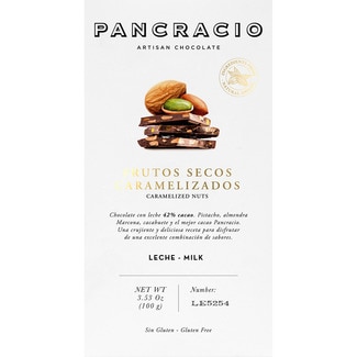 chocolate artesano con leche y frutos secos caramelizados tableta 100 g - Pancracio