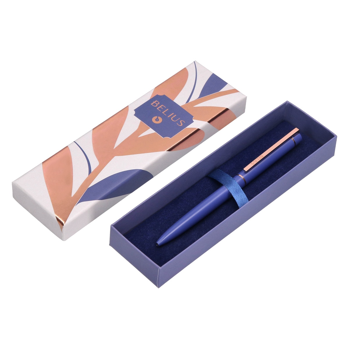 Esferográfica em caixa de desenho Rosé Belius azul eléctrico ouro rosa Azul-elétrico-7