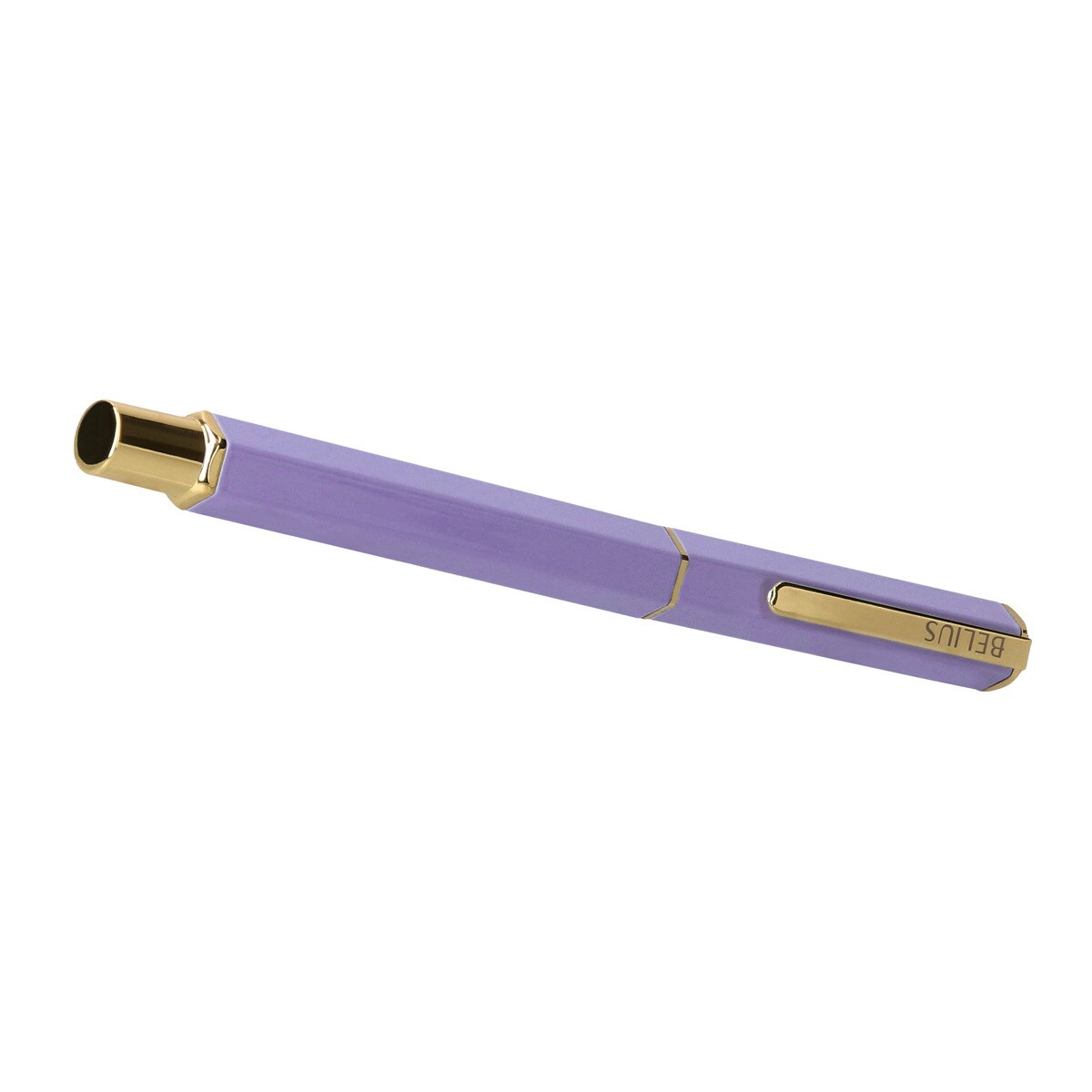 Esferográfica hexagonal  em caixa com desenho Macaron Bliss Belius roxo dourado Roxo-4