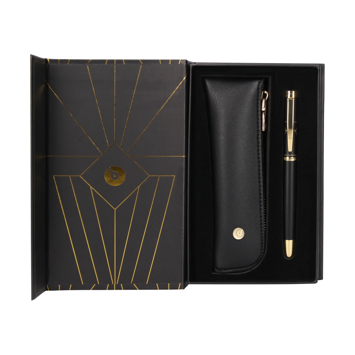 Imagem 0 de Caneta e estojo  em caixa de design Soiree Belius preto e dourado