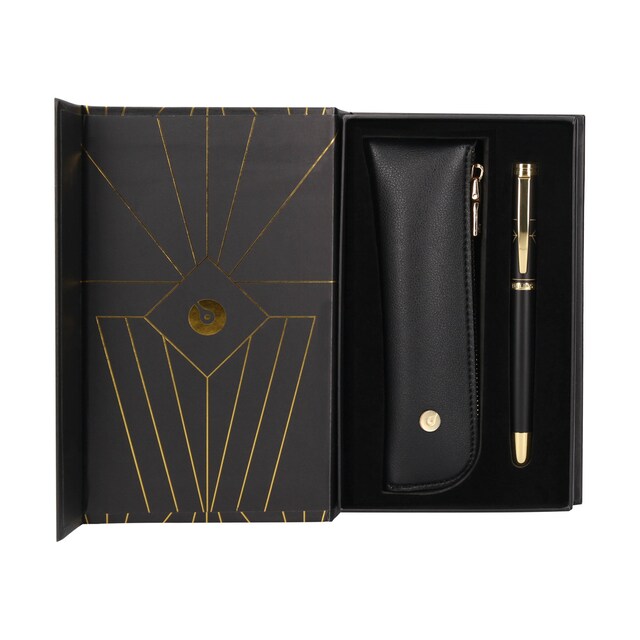 Imagem 0 de Caneta e estojo  em caixa de design Soiree Belius preto e dourado
