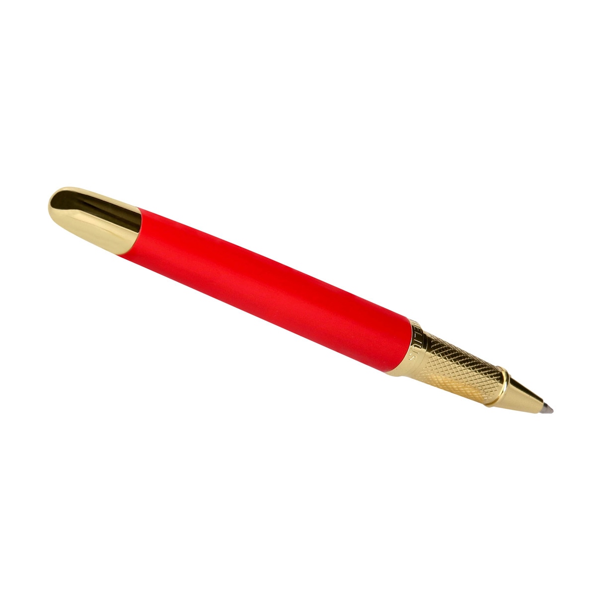 Pluma y estuche textura cepillada en caja de diseño Passion Dor Belius rojo y dorado Rojo-3