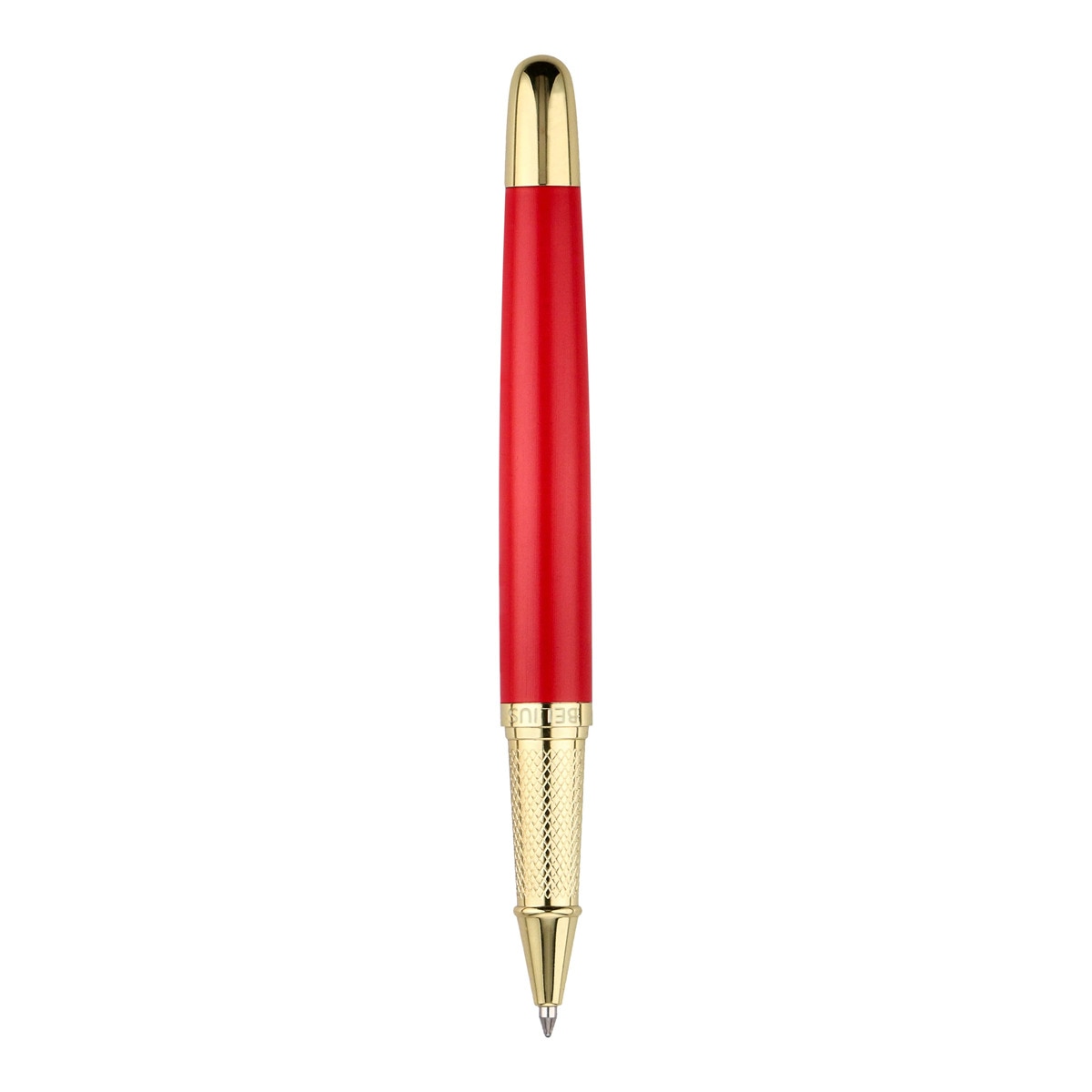 Pluma y estuche textura cepillada en caja de diseño Passion Dor Belius rojo y dorado Rojo-1