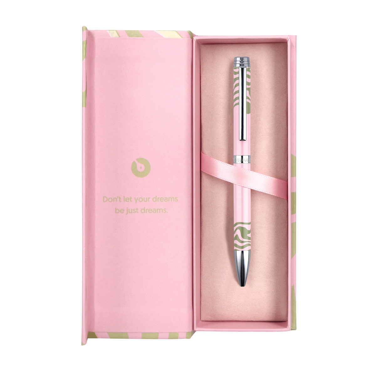 Rollerball em caixa de design Ink Dreams Belius rosa e verde matcha prateado Rosa-3