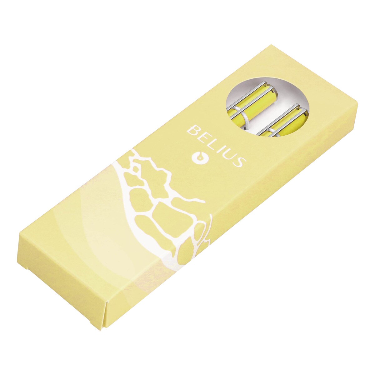 Conjunto de esferográfica e caneta rollerball em caixa de design  Endless Summer Belius amarelo e prateado Amarelo-11