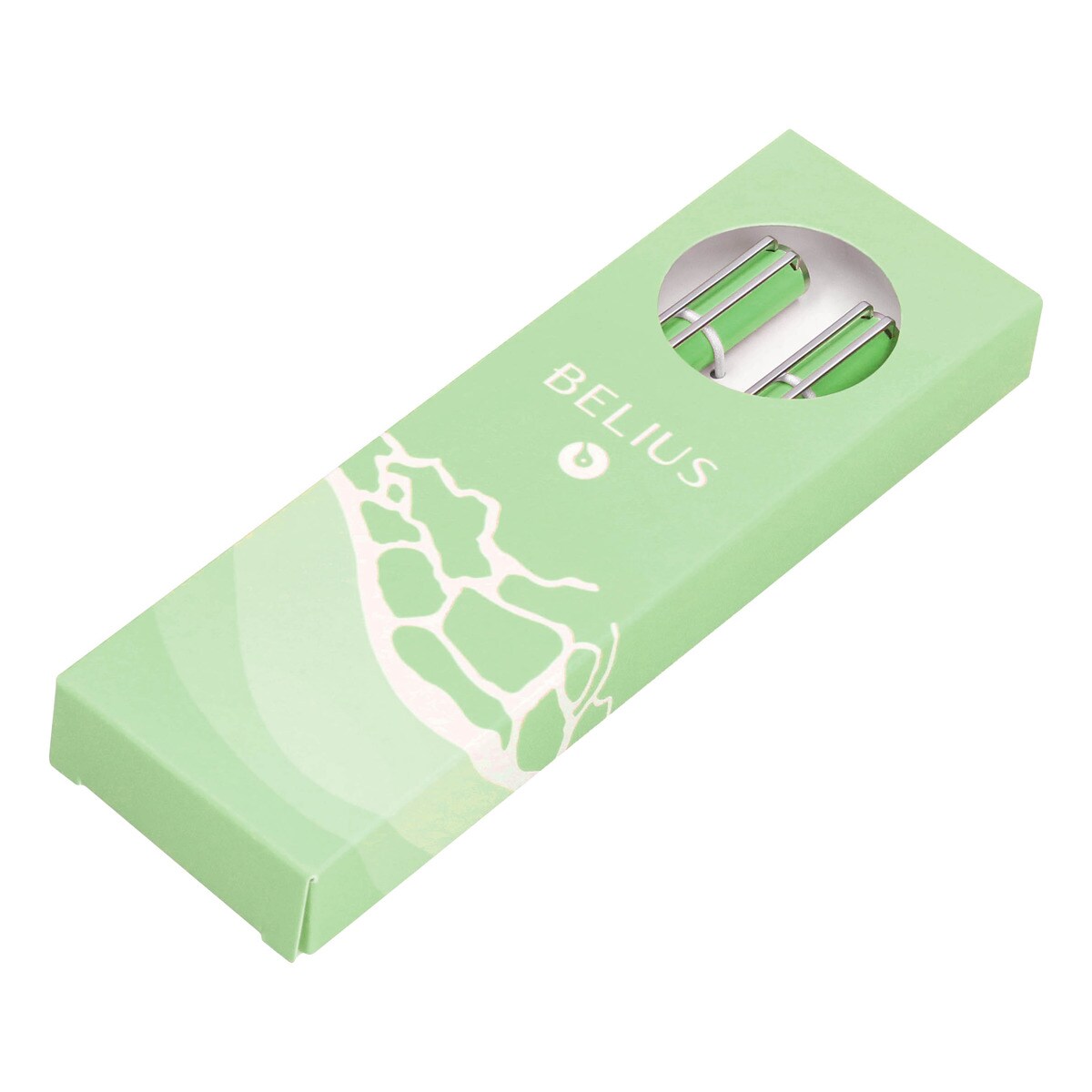 Conjunto de esferográfica e caneta rollerball em caixa de design Endless Summer Belius verde e prateado Verde-10