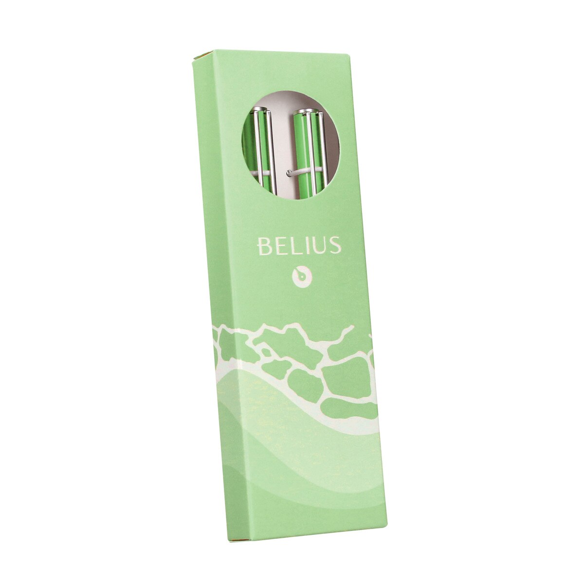 Conjunto de esferográfica e caneta rollerball em caixa de design Endless Summer Belius verde e prateado Verde-9