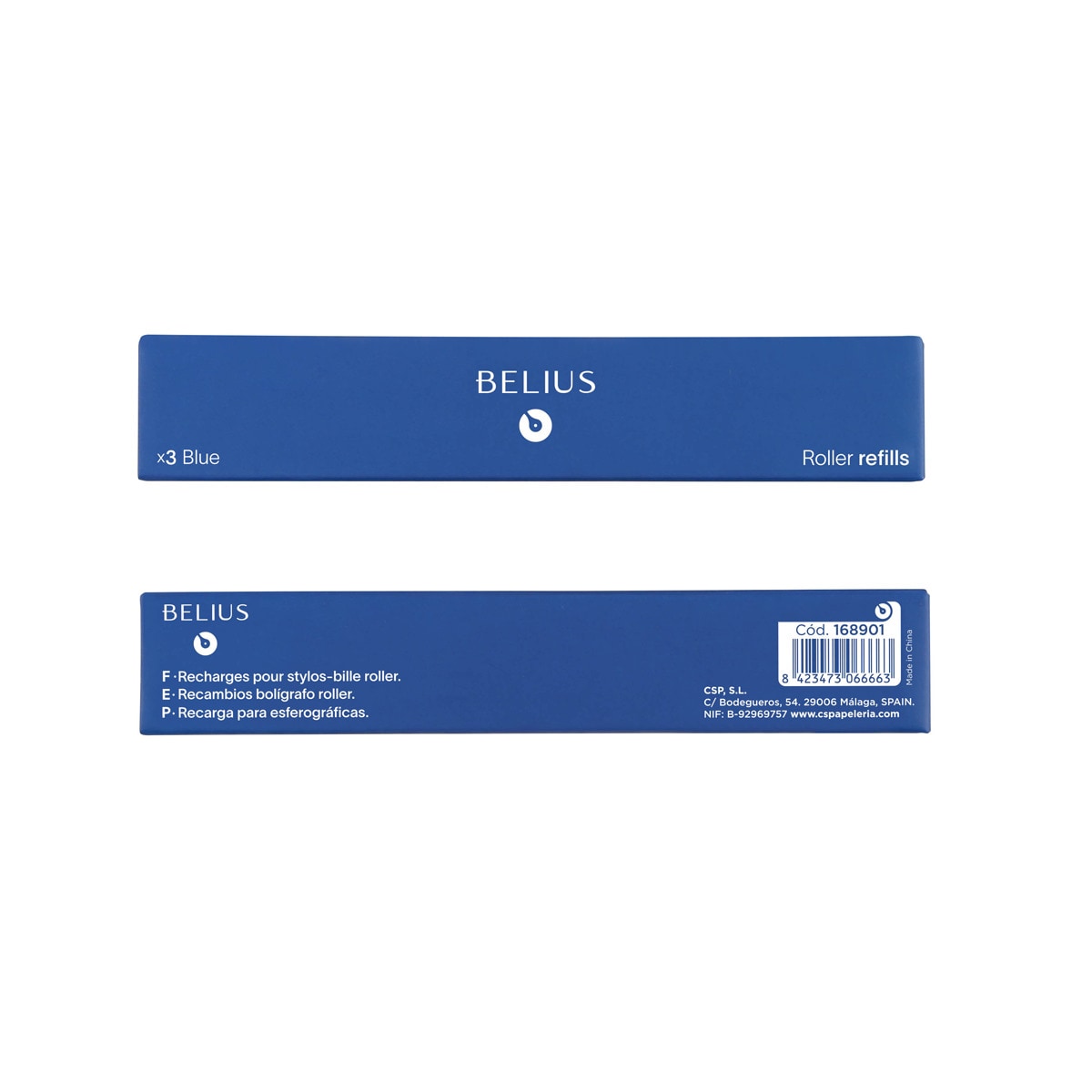 Recambio roller 0,7 mm caja de 3 ud Belius azul Azul-3