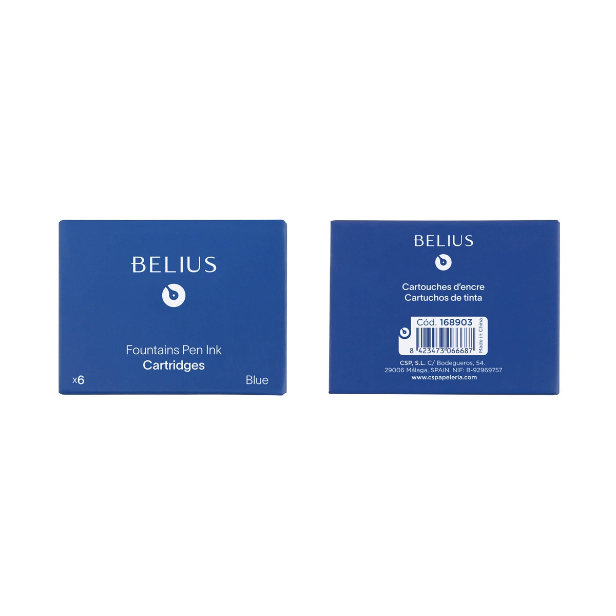 Tinta estilográfica caixa de 6 cartuchos Belius azul Azul-3