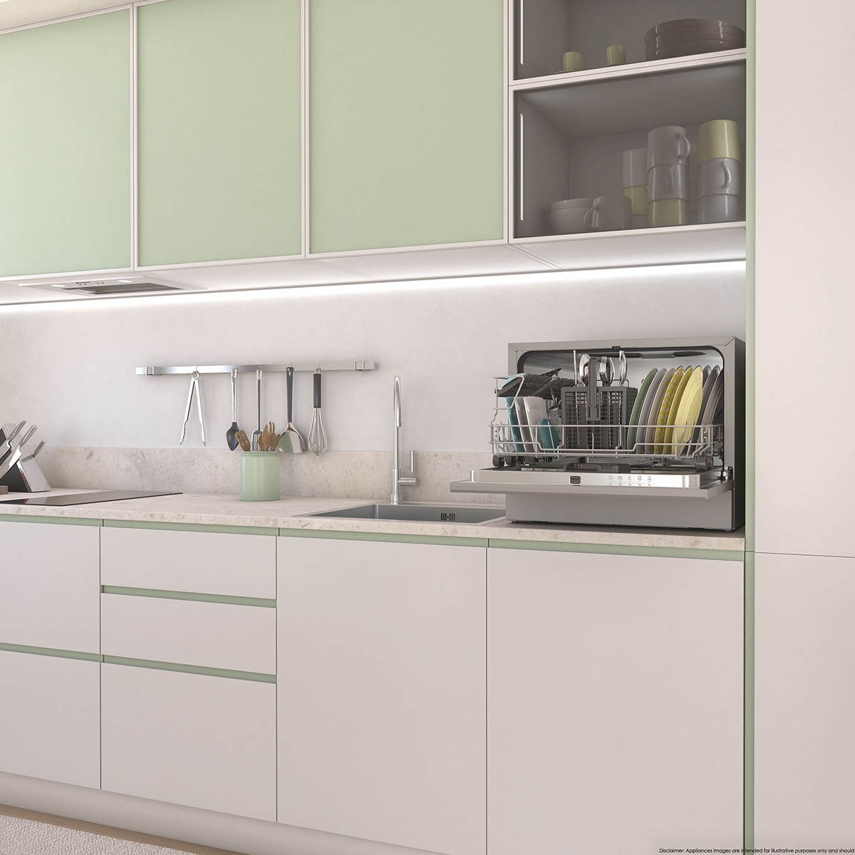 Lavavajillas compacto Candy 6 servicios, 45 cm -CP 6E51LS Inox-12