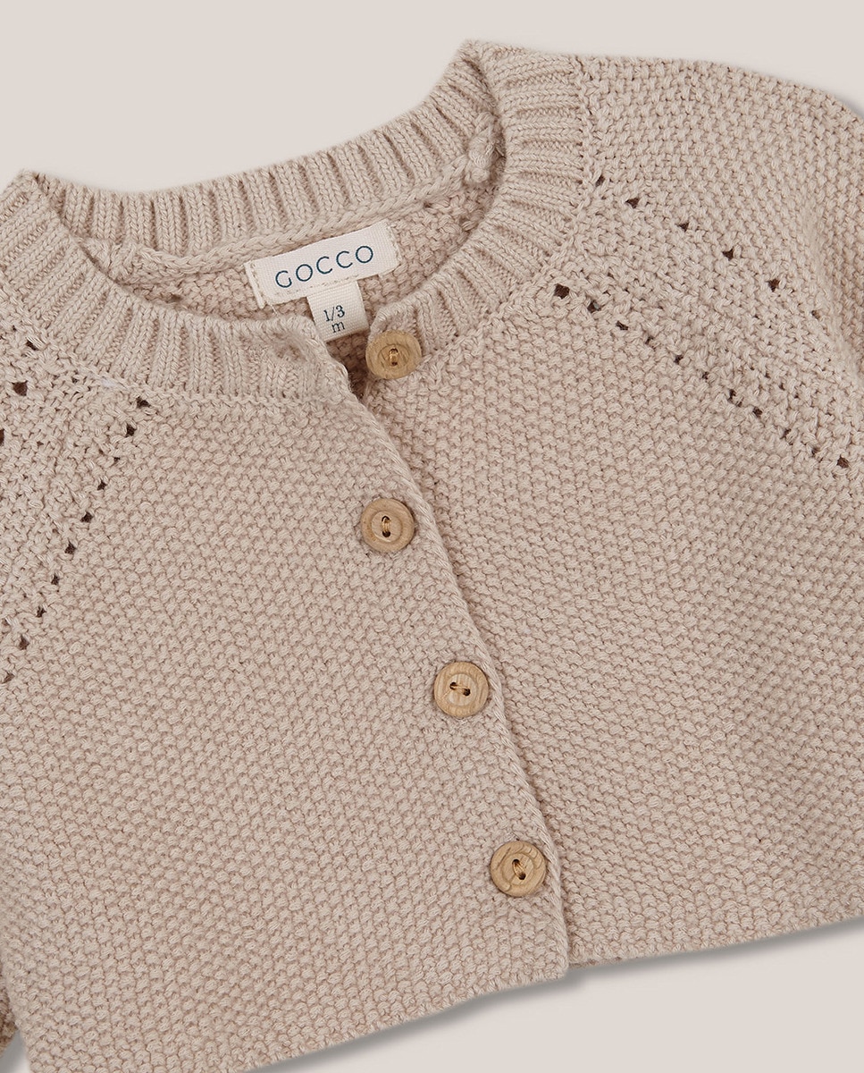Gocco Giacca Corta Bimba In Cotone Color Sabbia - Cardigan Mezza Stagione - 4