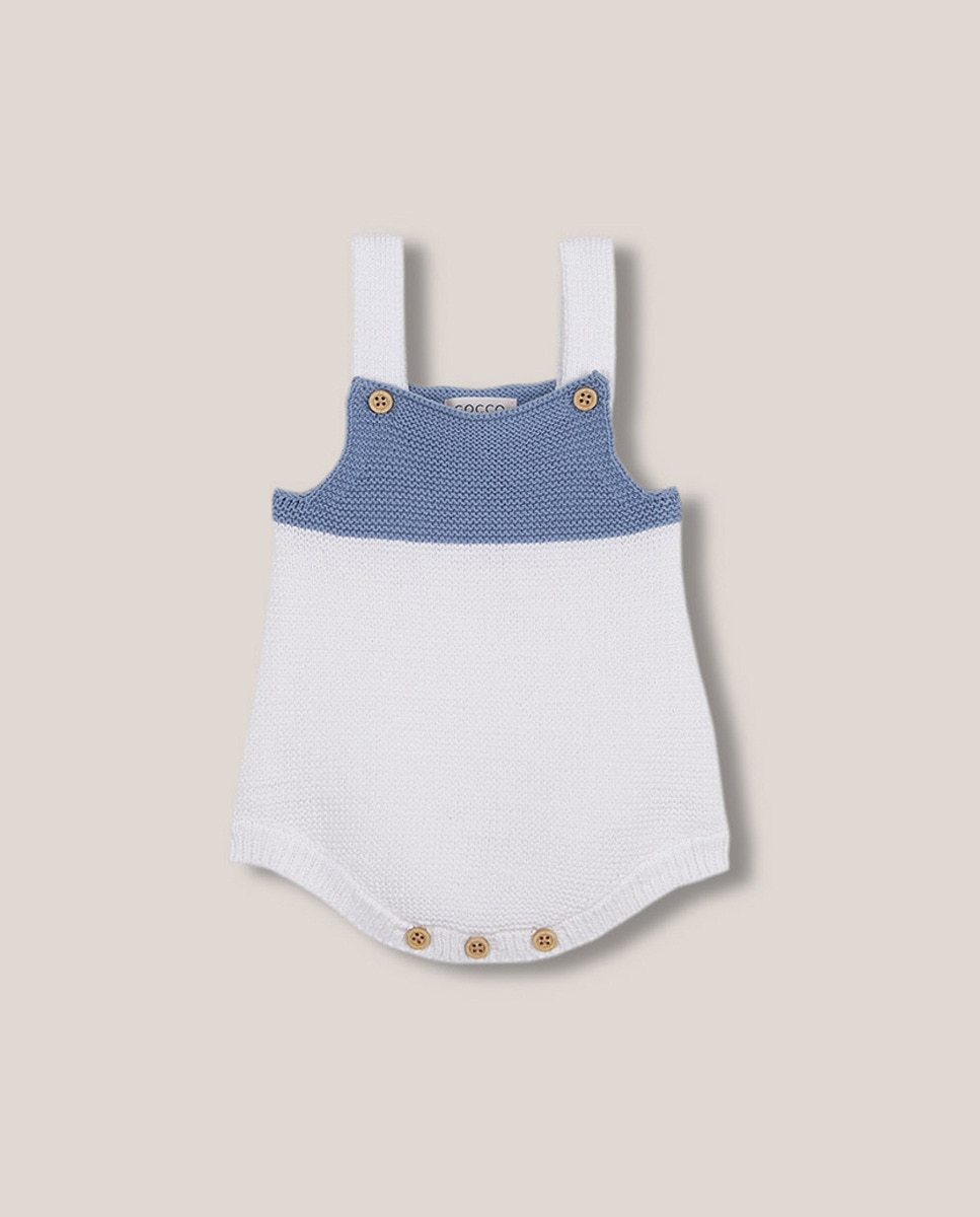 Babygrow de Malha em Duas Cores Azul-1