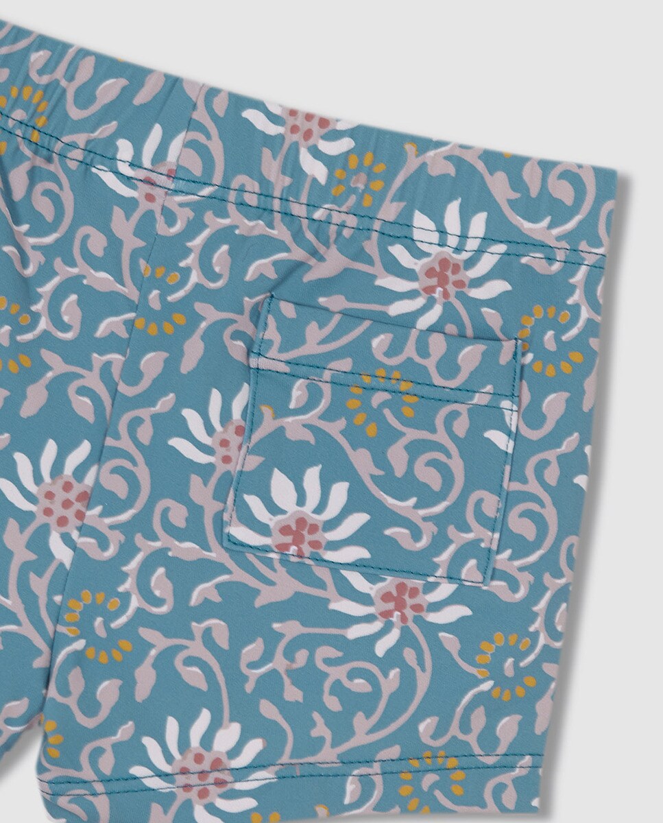 Fato de Banho com Estampado Floral Azul-5