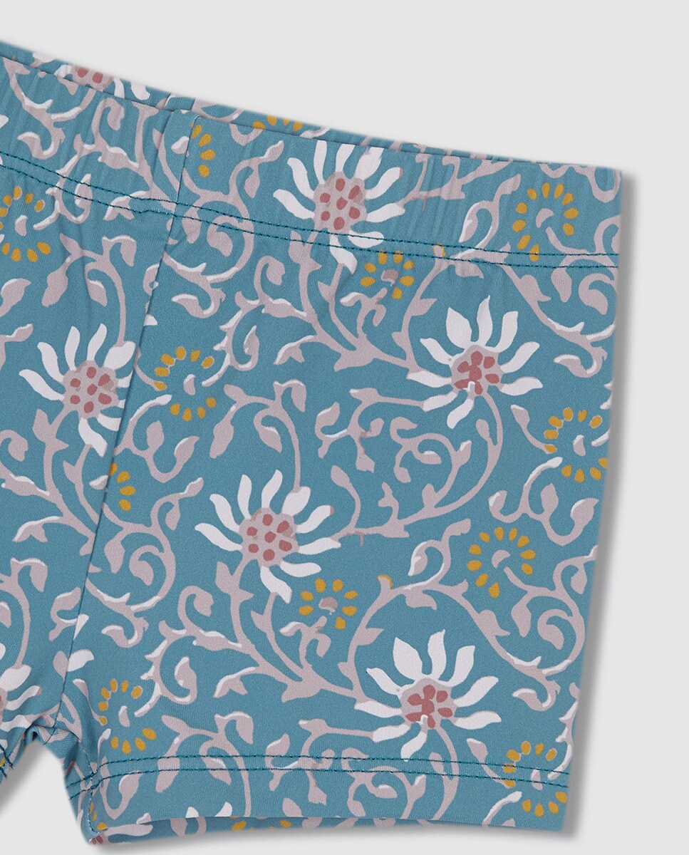 Fato de Banho com Estampado Floral Azul-4