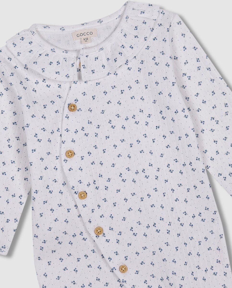 Pijama Comprido Florzinhas Branco-5