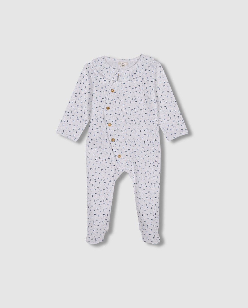 Pijama Comprido Florzinhas Branco-3