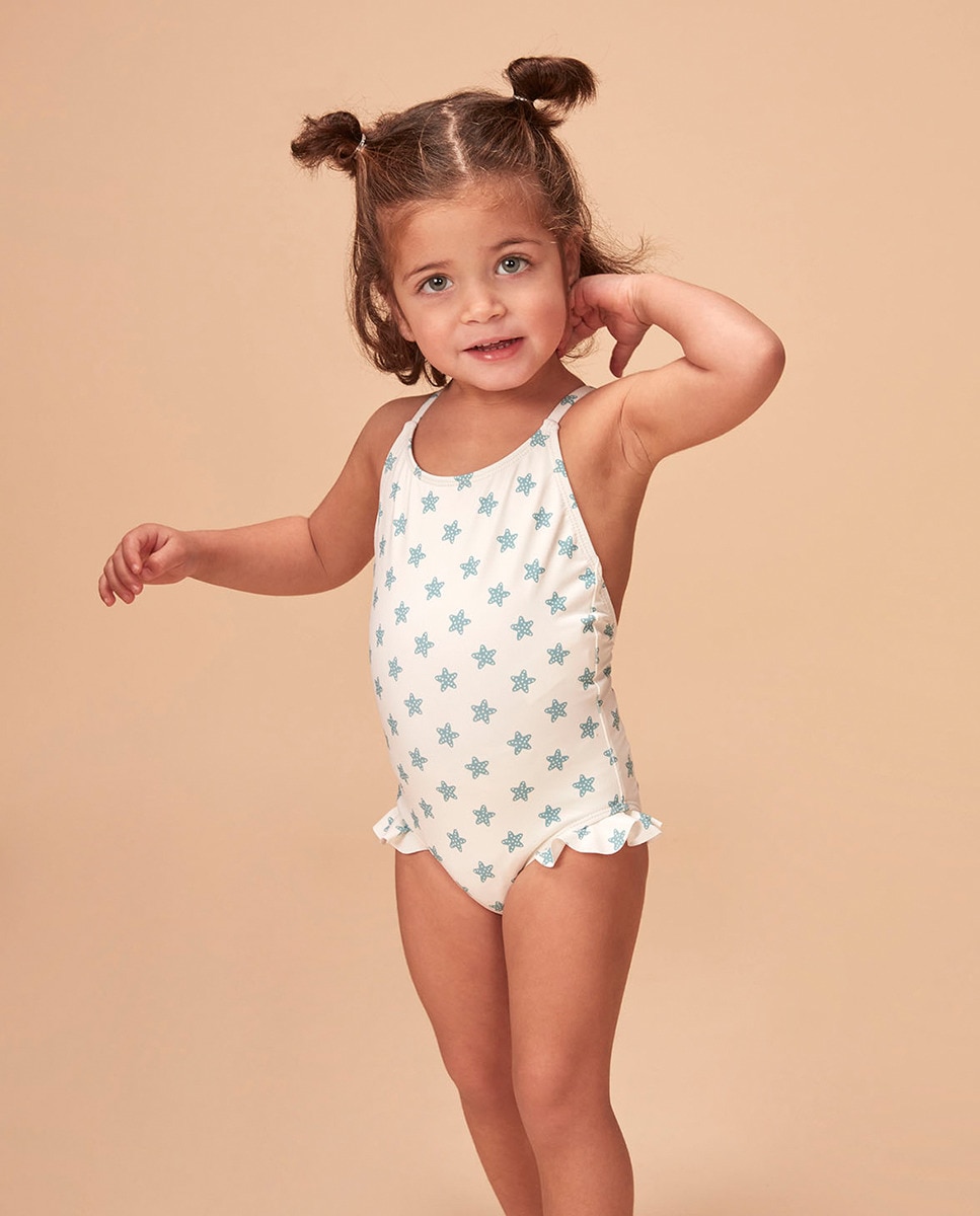 Fato de banho com estampado de estrelas Branco-1
