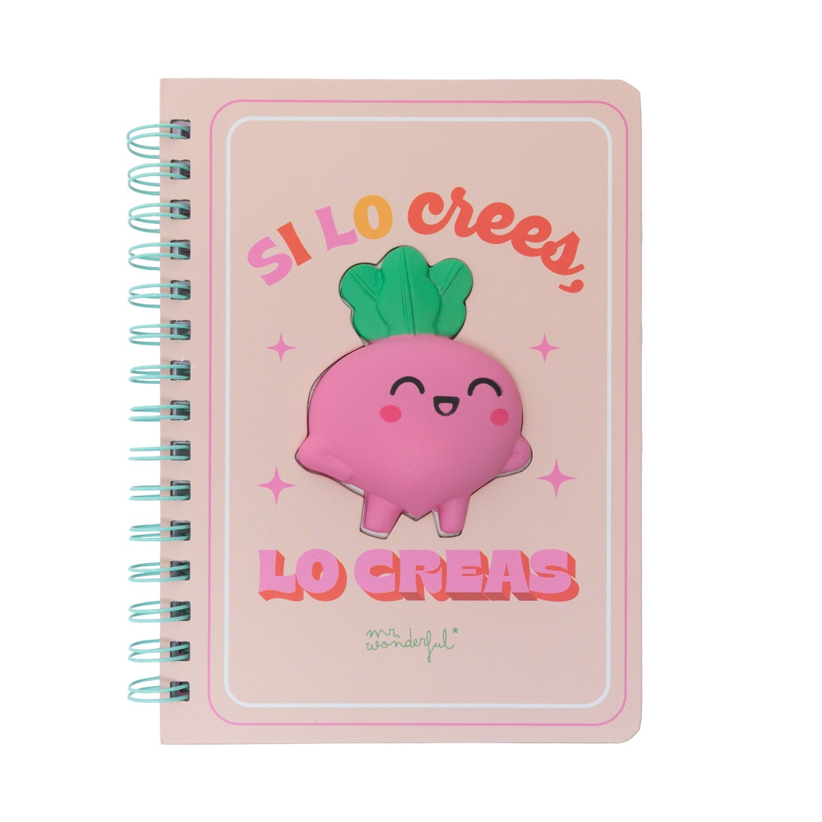 Libreta A5 con squishy Mr Wonderful: Remolacha Si lo crees, lo creas 1