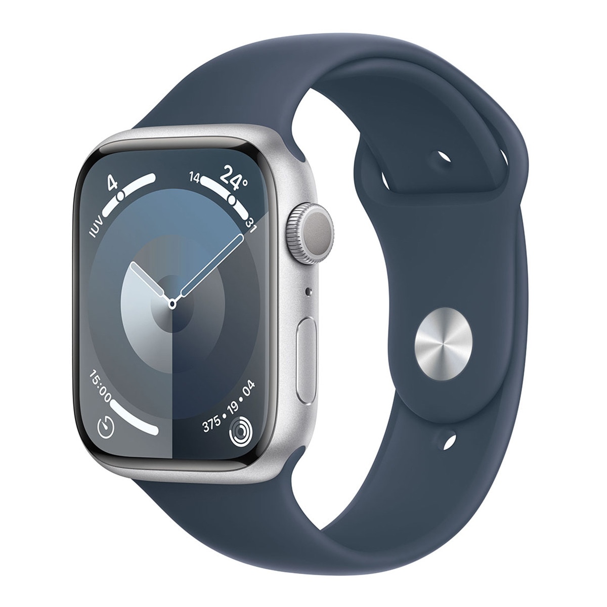 Apple Watch Series 9 GPS 45mm Aluminio Plata con correa Azul tempestad S/M (Reacondicionado Grado A) Plata-1