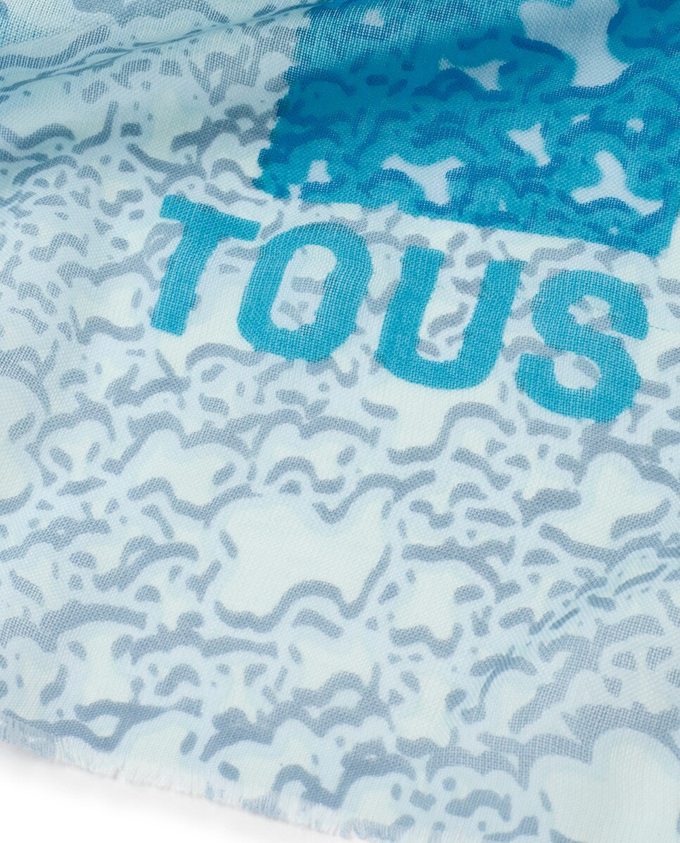 Lenço com Estampado de Logótipo Azul-2