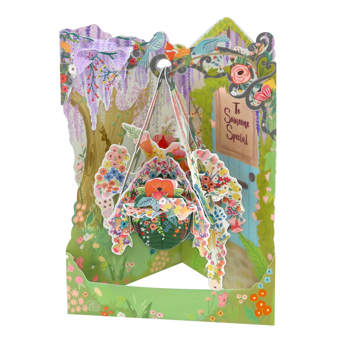 Cartão Swing Cards Cesto de Flores - Verde Verde / Roxo-1