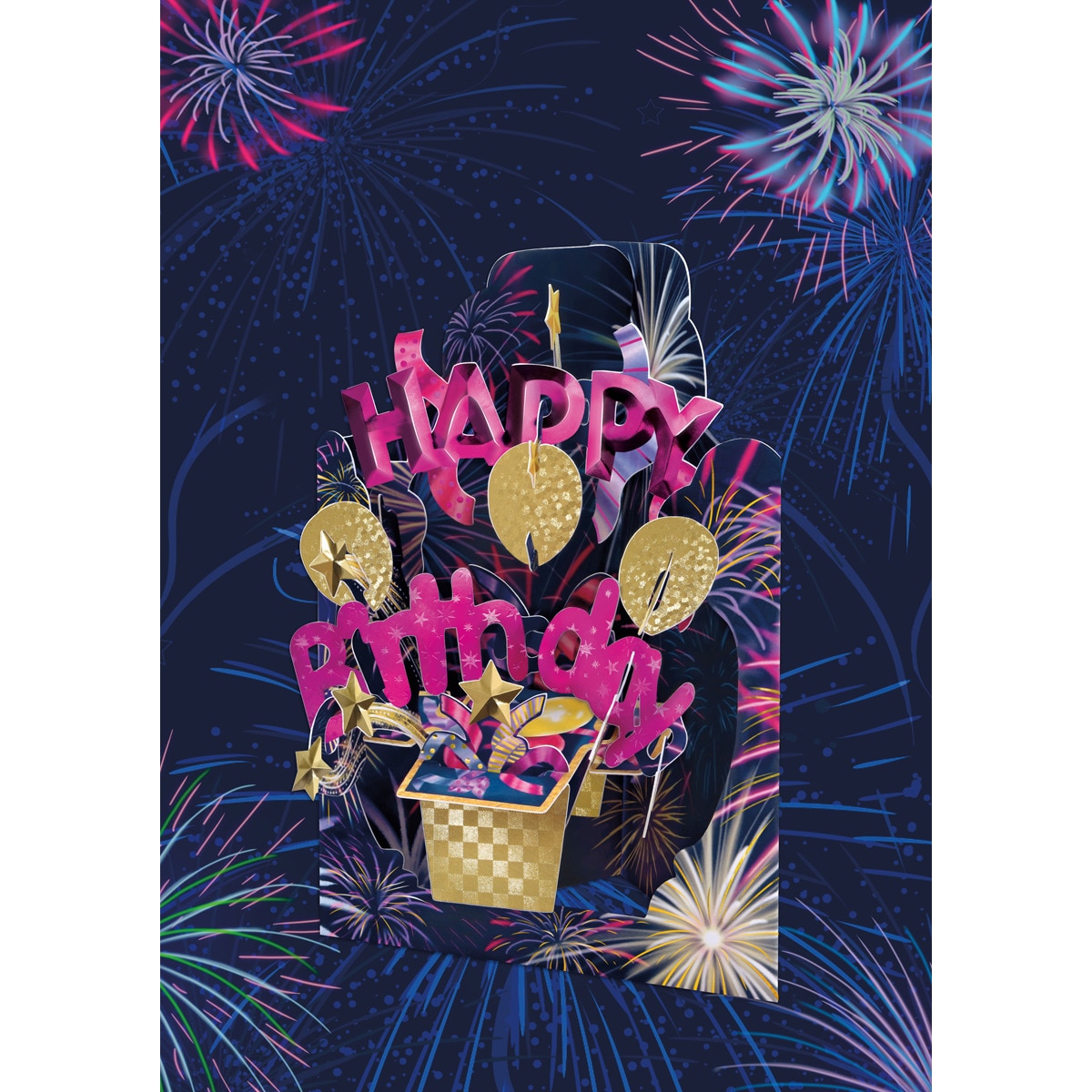 Cartão Swing Cards Feliz Aniversário Inglês - Fúcsia Rosa / Roxo-2