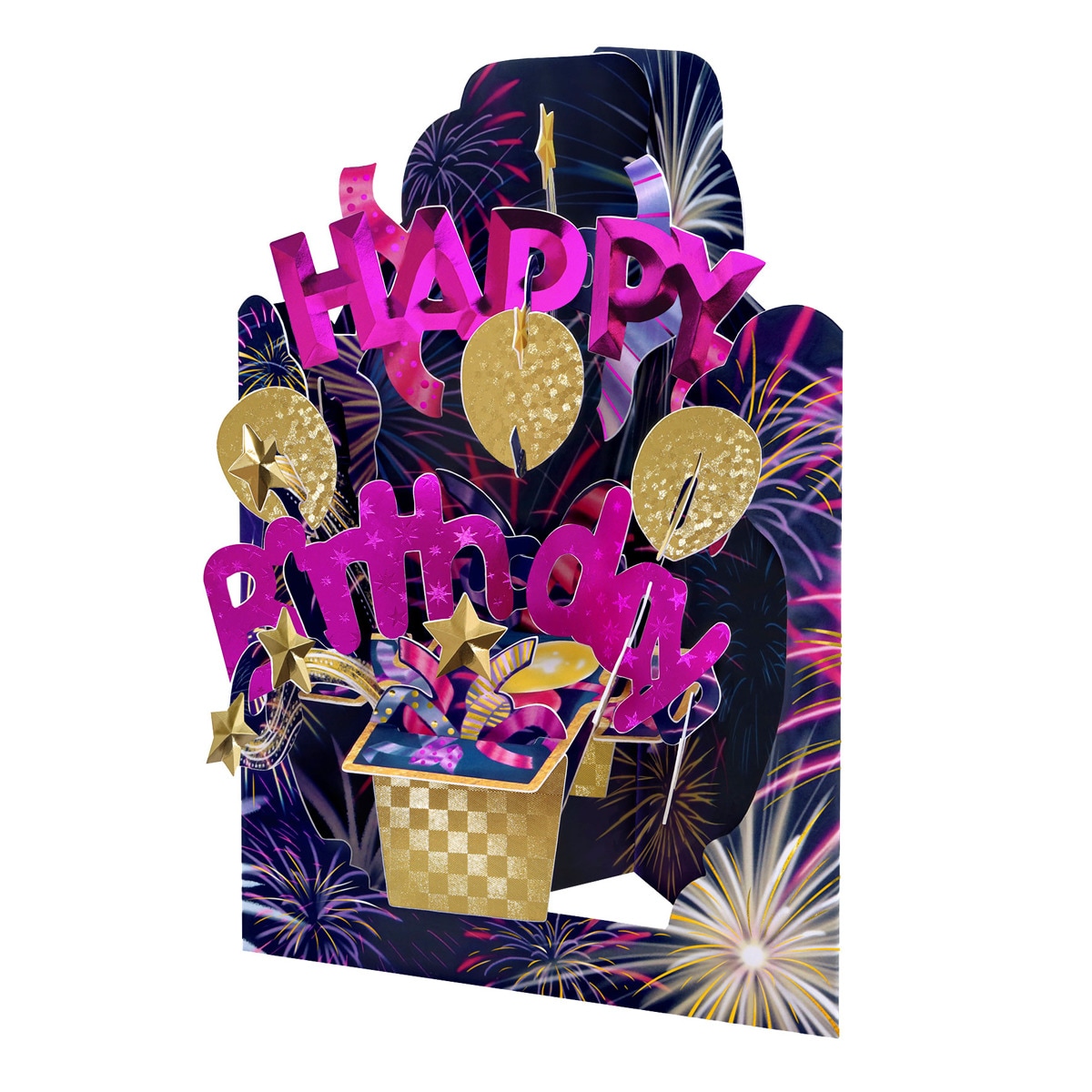 Cartão Swing Cards Feliz Aniversário Inglês - Fúcsia Rosa / Roxo-1