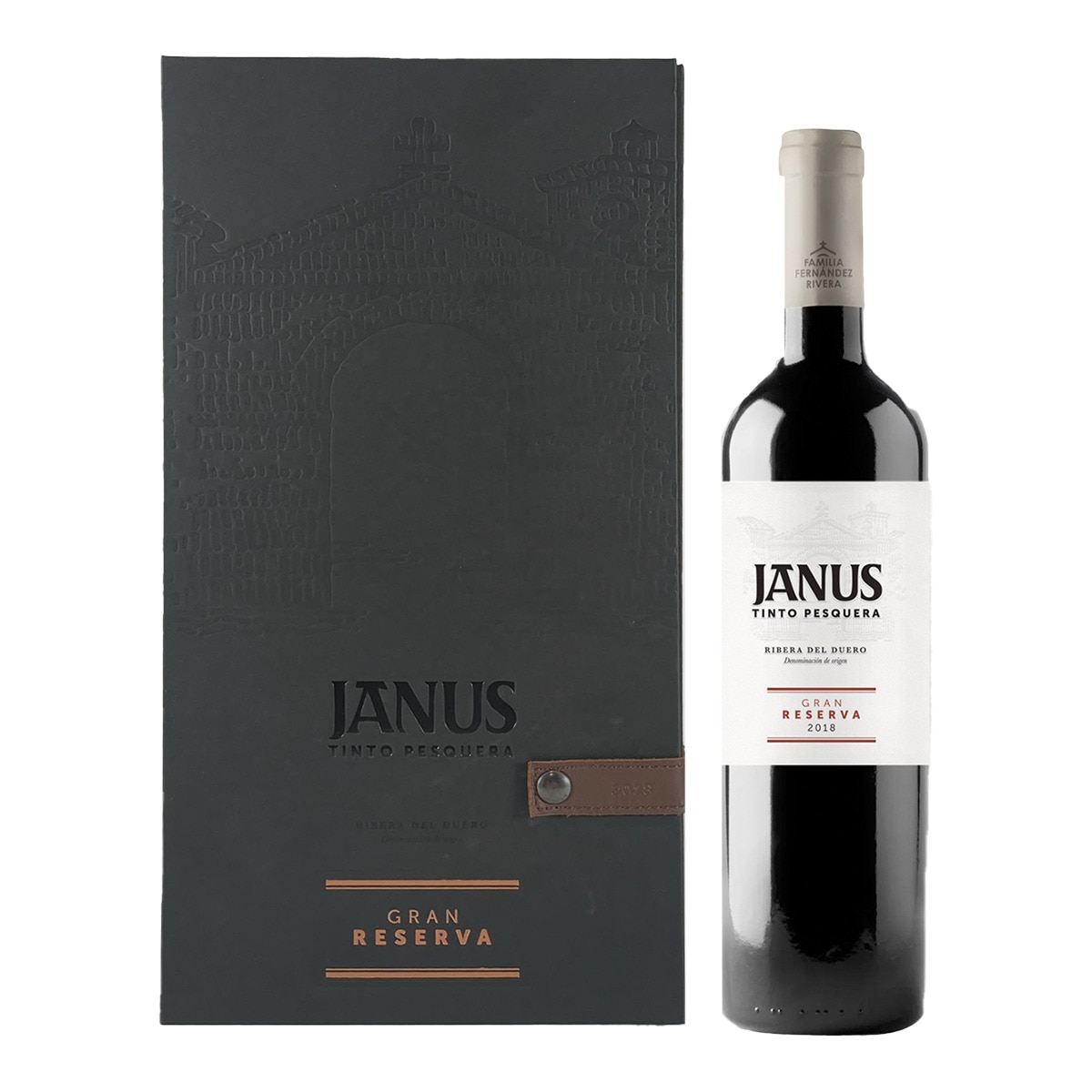 Estuche vino tinto Pesquera Janus Gran Reserva tempranillo 2018 Ribera del Duero 1