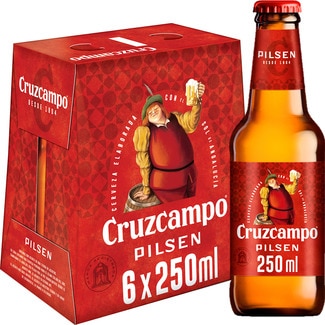 cerveza rubia tipo Pilsen pack 6 botellas 25 cl - Cruzcampo