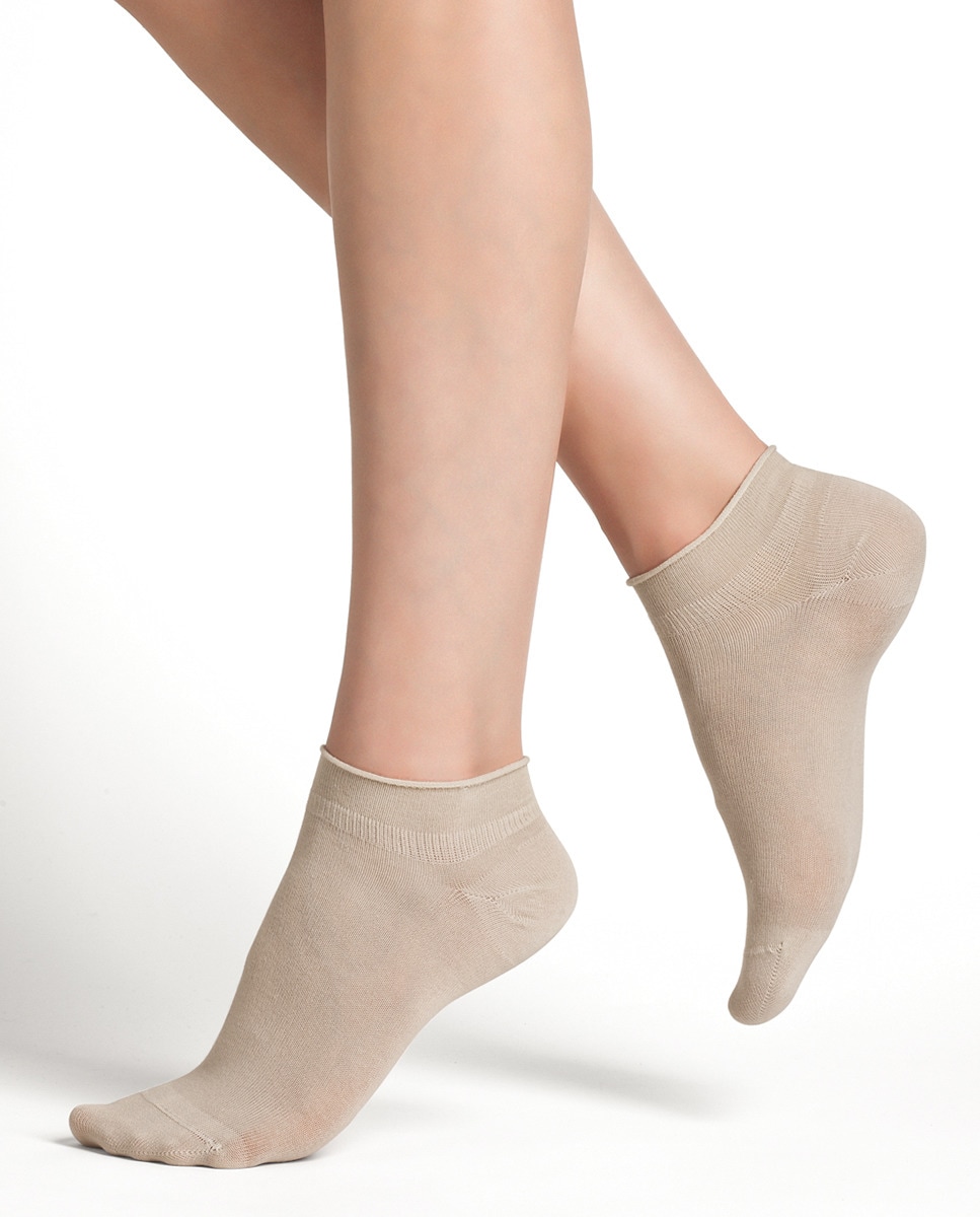 Meias pelo Tornozelo Básicas Natural-2