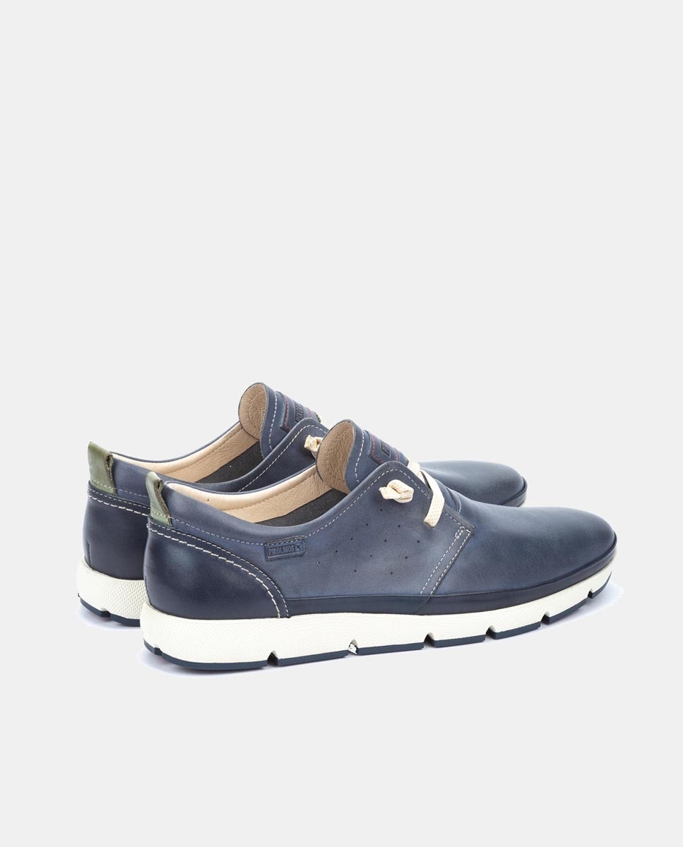 Sapatos de Atacadores Fuencarral com Elásticos e em Pele Azul-3