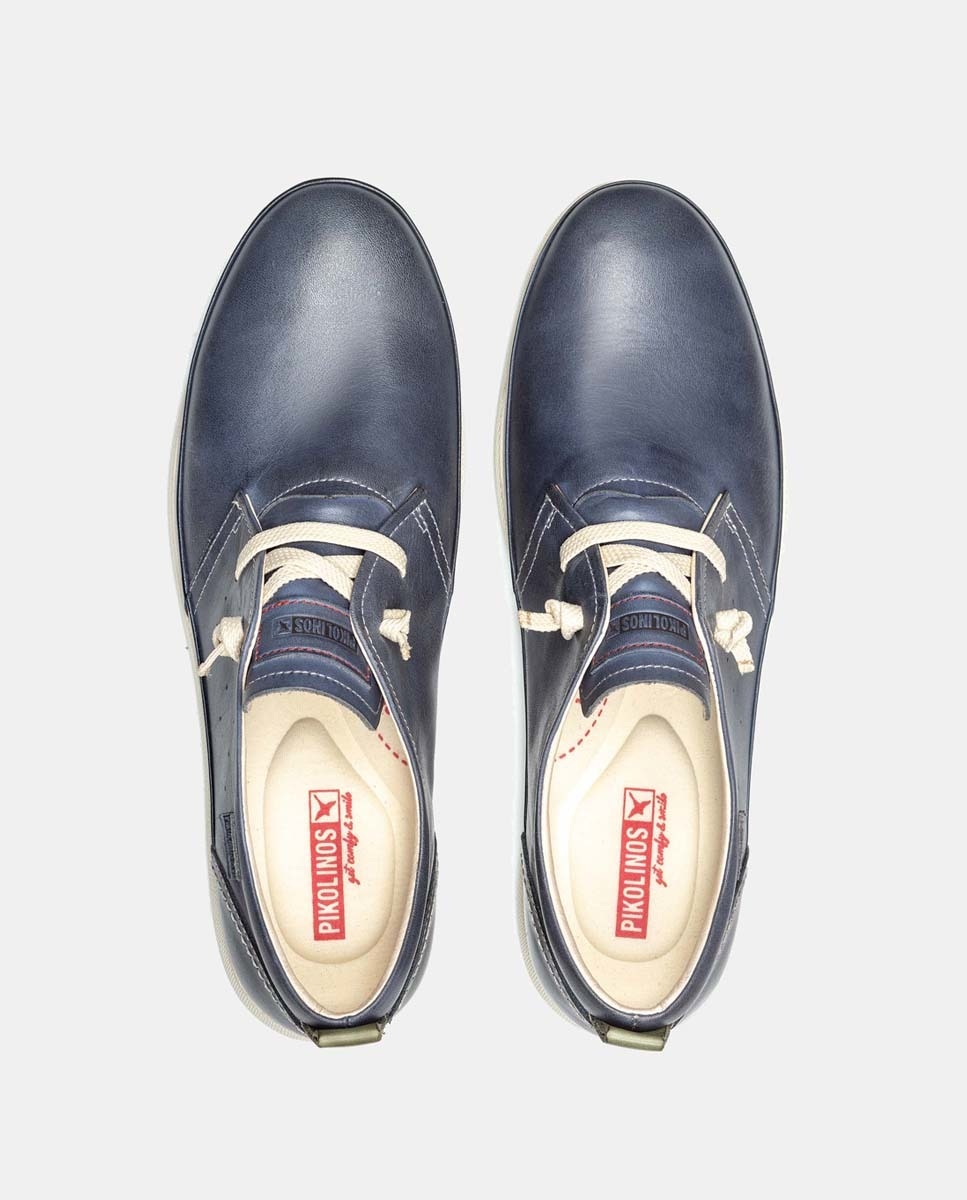 Sapatos de Atacadores Fuencarral com Elásticos e em Pele Azul-4