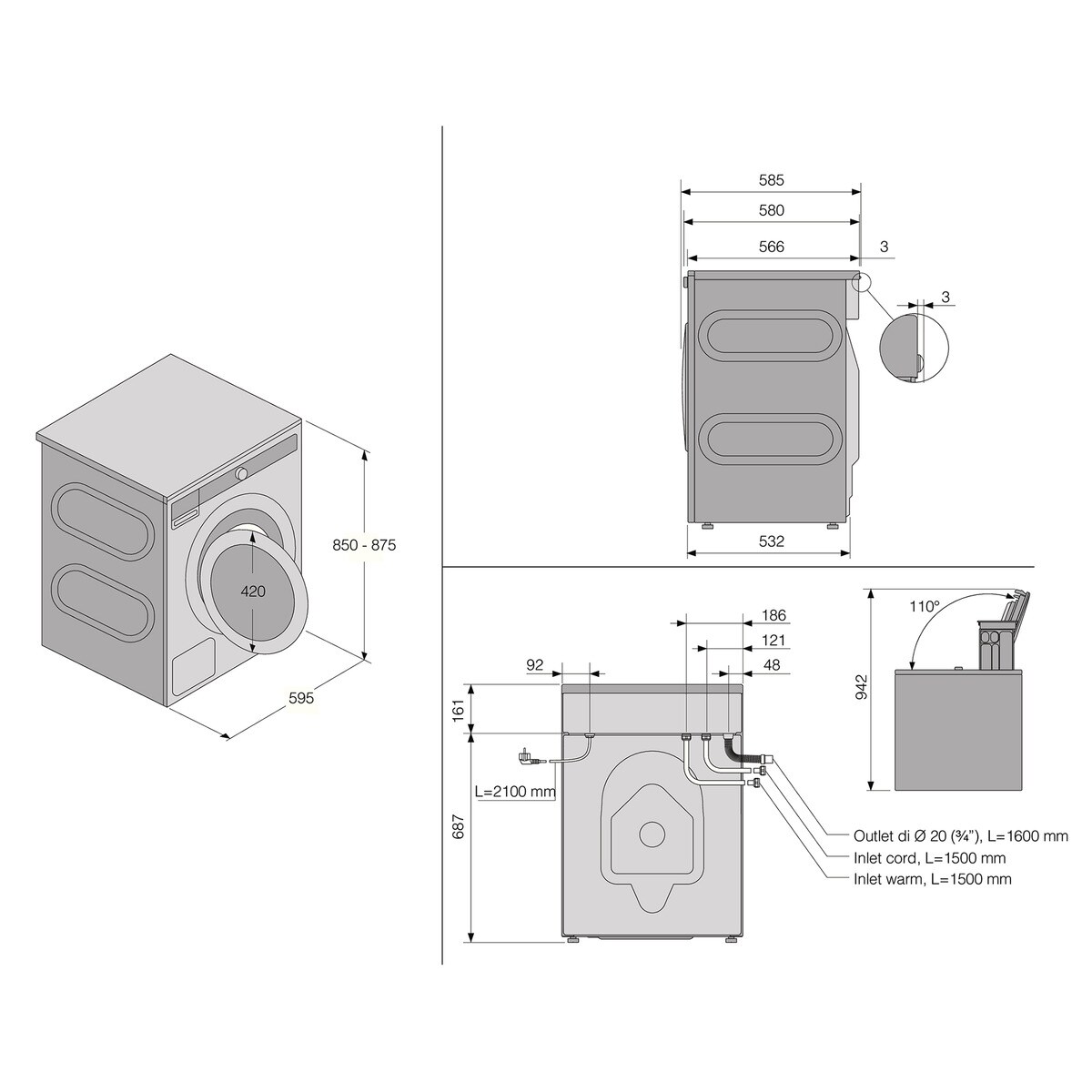 Lavadora Asko 8 kg / 1.400 rpm - W2084B.W Blanco-2