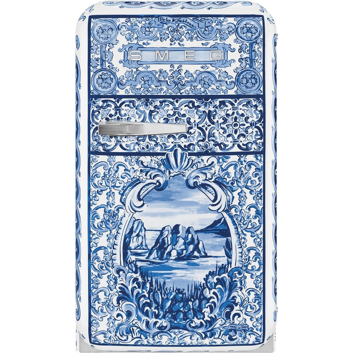 Frigorífico de 1 Porta Smeg Anni 50 Dolce&Gabbana Divina Cucina FAB5RDGME5 Dobradiças à Direita, Estático de 72,5 cm - Blu Mediterraneo Azul-1