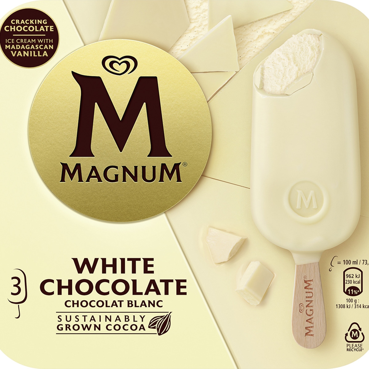 helado de chocolate blanco sin gluten 3 unidades estuche 300 ml