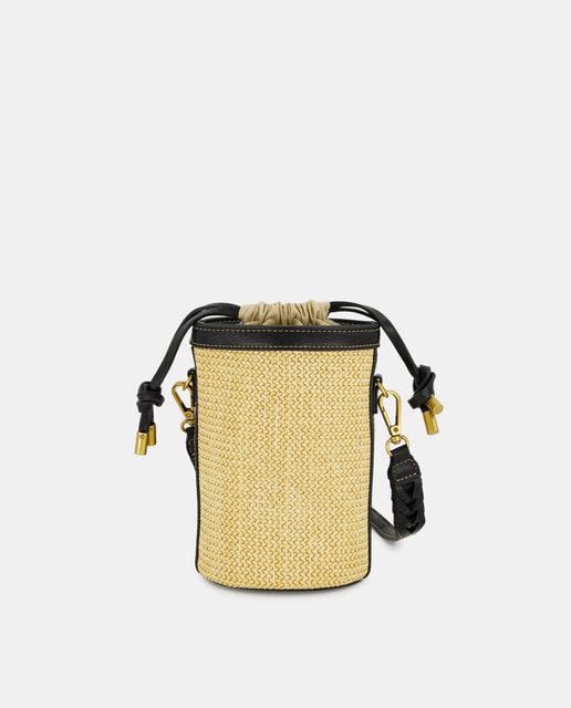 Imagem 0 de Mini Mala Bucket Entrançada com Detalhes em Contraste