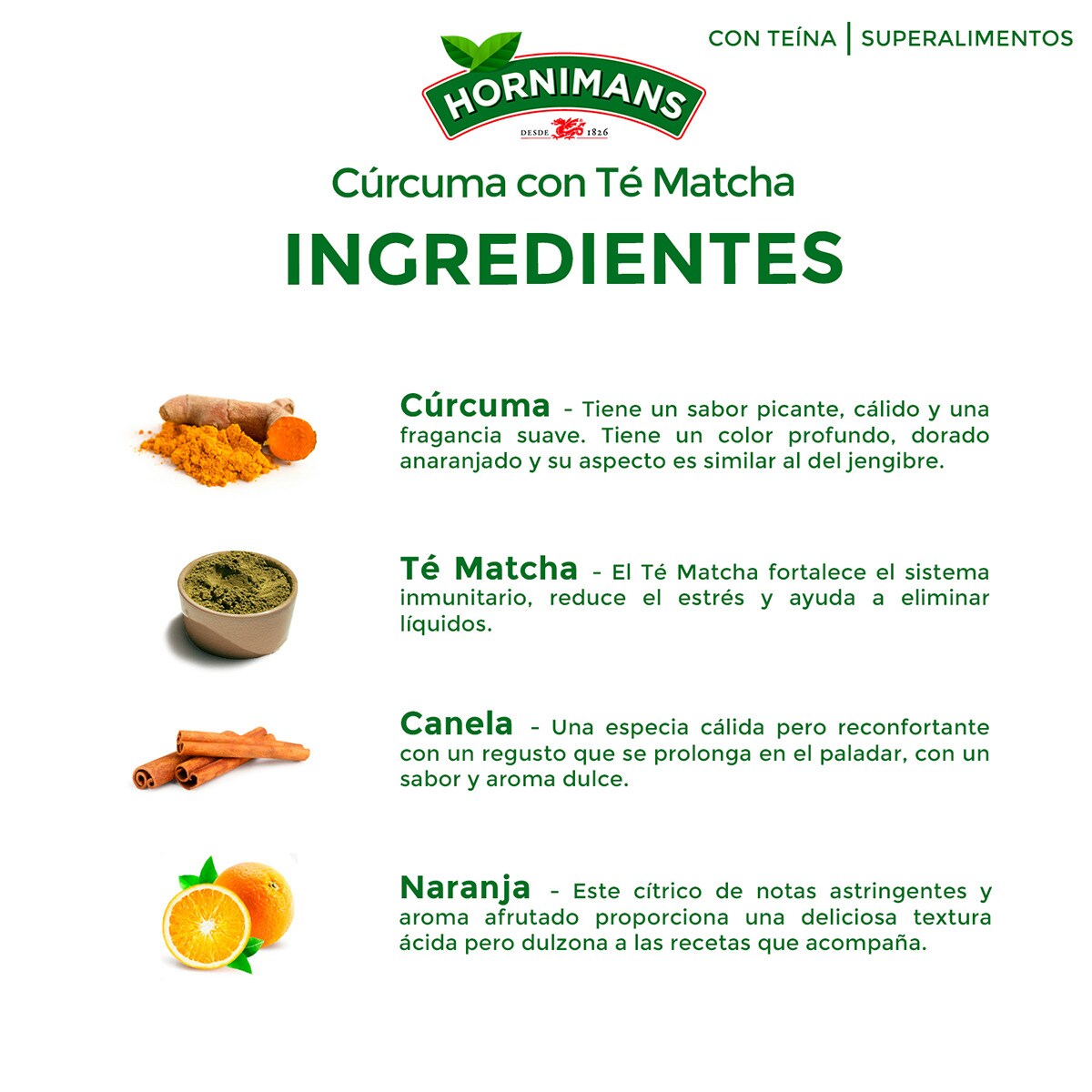 Infusión de cúrcuma con té matcha, canela, clavo y naranja estuche 20 Infusión de cúrcuma con té matcha, canela, clavo y naranja estuche 20