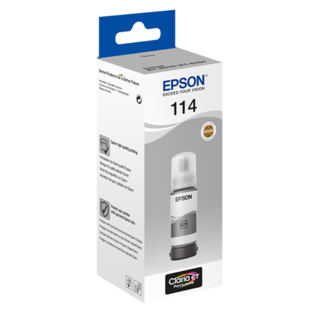 Botella de tinta original Epson EcoTank 114 gris (T07B540) 1
