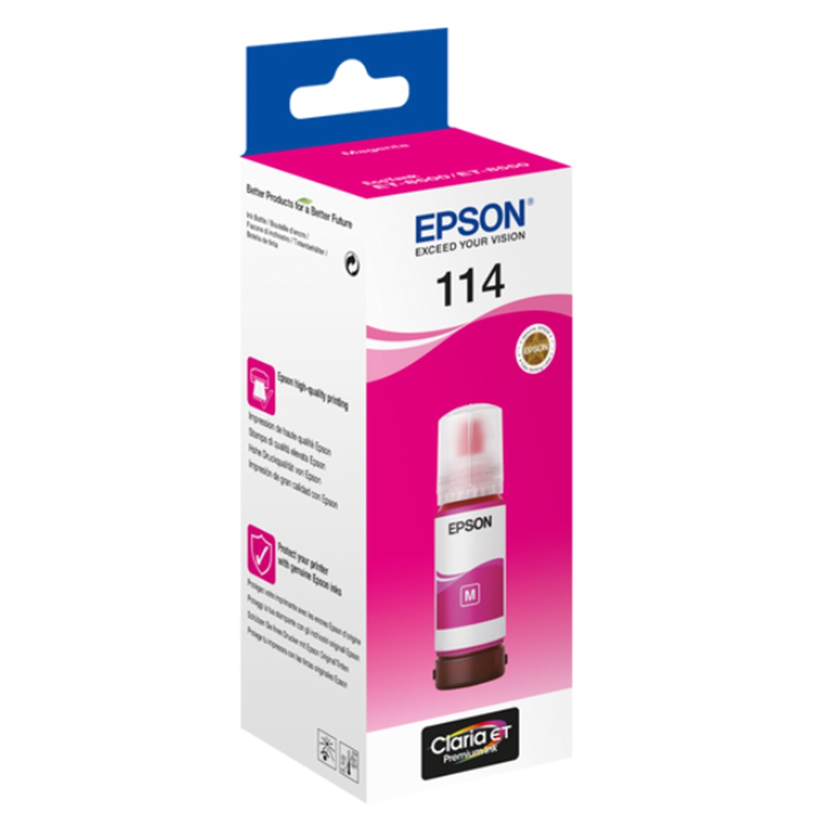 Botella de tinta original Epson EcoTank 114 magenta (T07B340) 1