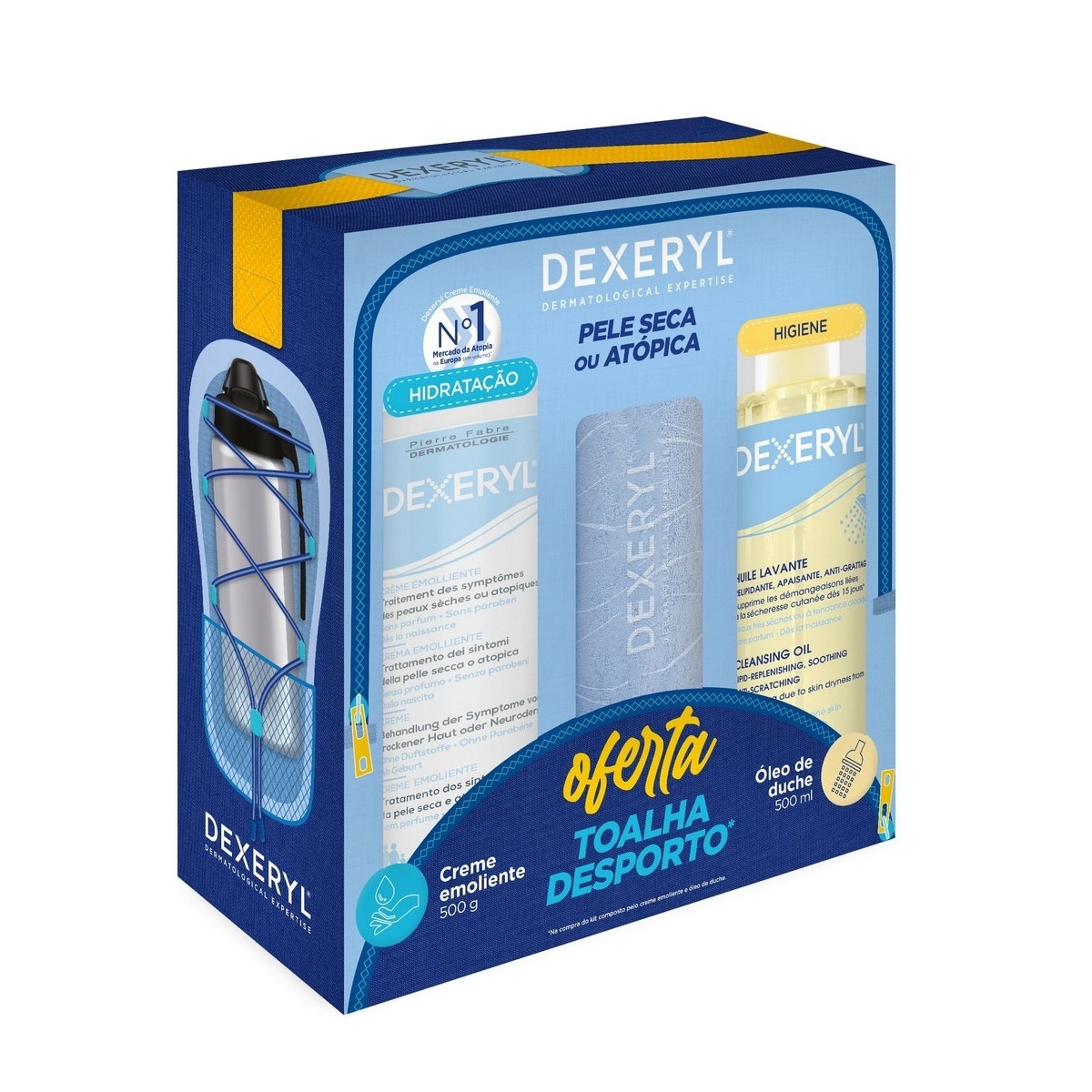 Kit Dexeryl Creme + Óleo Oferta Toalha de Desporto - 2x500 g 1
