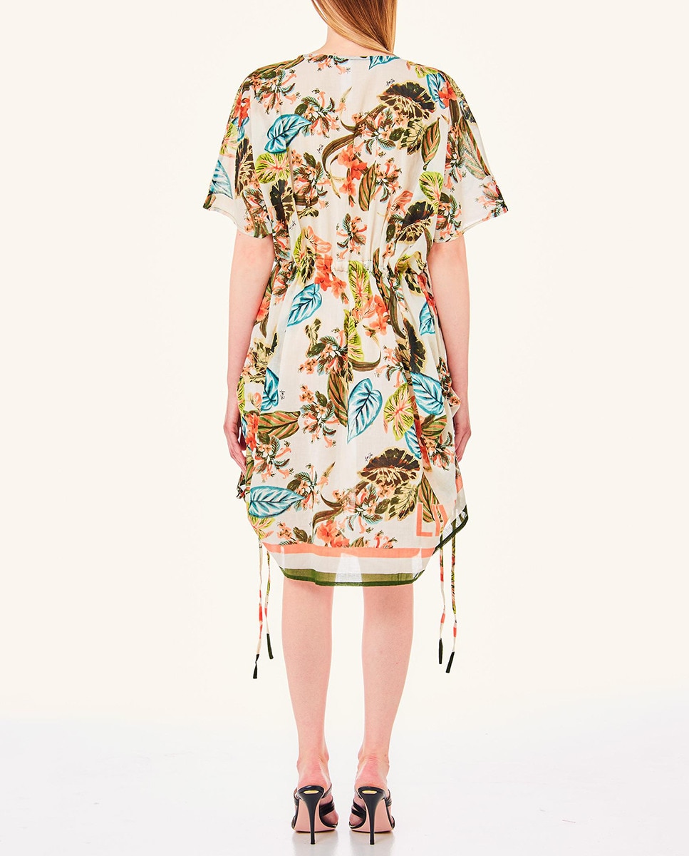 Kaftan com Estampado Tropical Multicolor-2