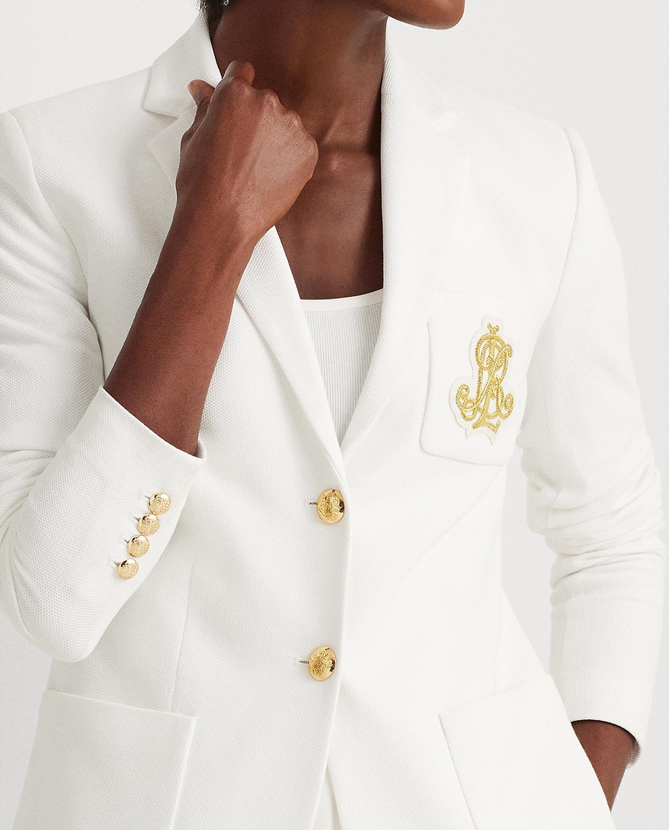 Blazer de Jacquard com Emblema Branco-3