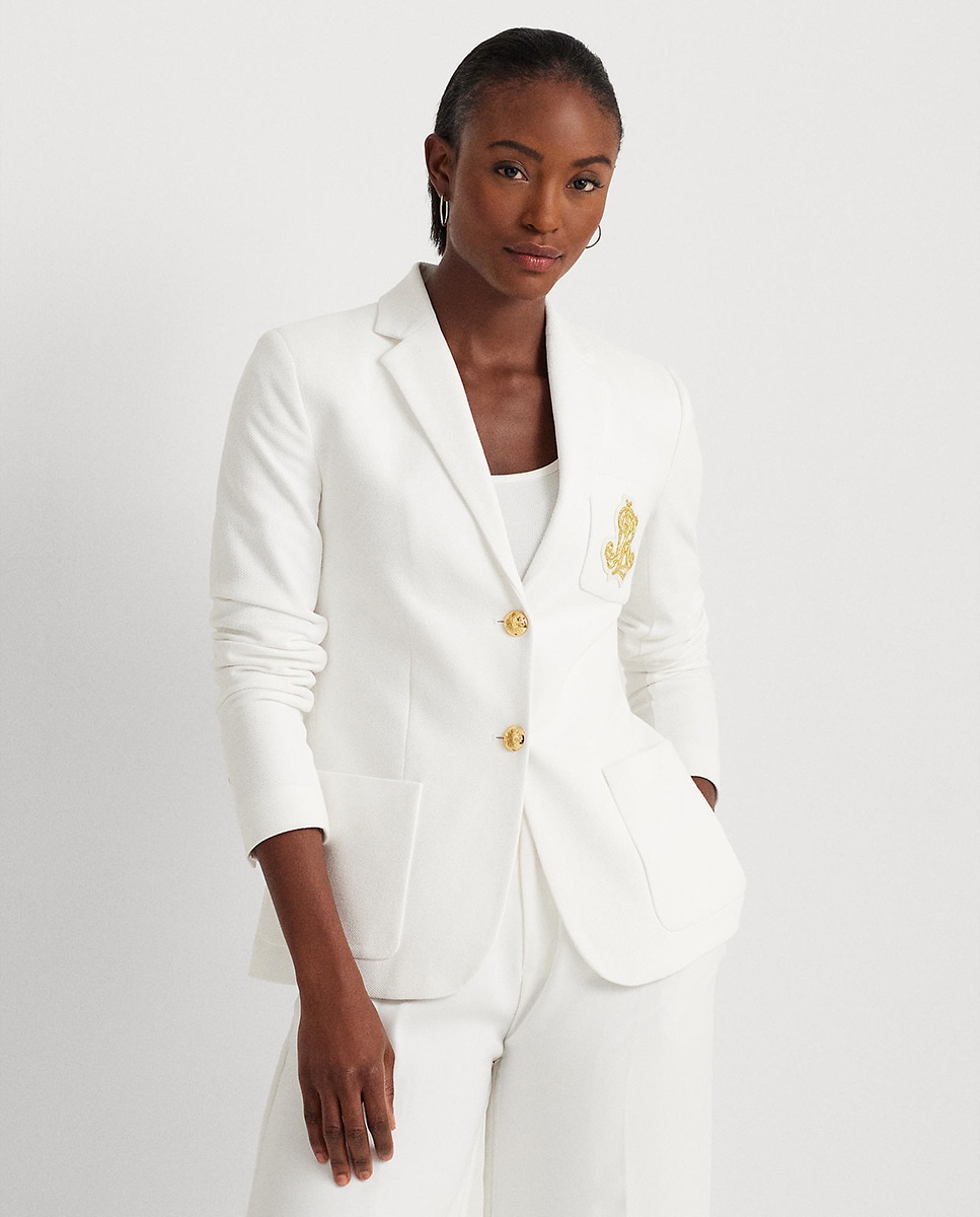 Blazer de Jacquard com Emblema Branco-1